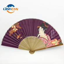 custom luxury hand held bamboo frame fan for events